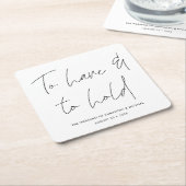 Dessous-de-verre Carré En Papier Voeux de mariage en calligraphie moderne noir blan (Incliné)