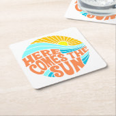 Dessous-de-verre Carré En Papier Voici Le Tee Soleil, Style Rétro, Style Hippie (Incliné)