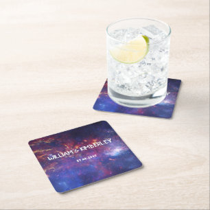 Dessous-de-verre Carré En Papier Voie Lactée Stars Sky Galaxy Mariage élégant