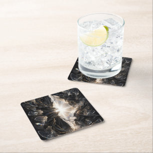 Dessous-de-verre Carré En Papier Voile Brisé de Lumière - Luxe Or Noir