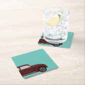 Dessous-de-verre Carré En Papier Voiture classique antique (En situation)