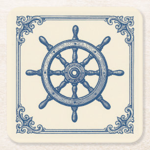 Dessous-de-verre Carré En Papier Volet vintage de capots bleu marine