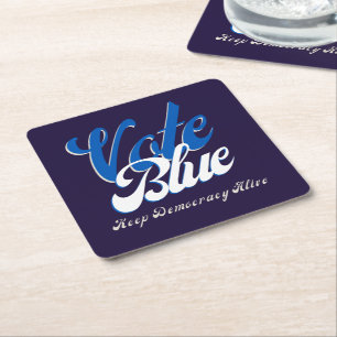 Dessous-de-verre Carré En Papier Vote Blue Retro Style Word Art