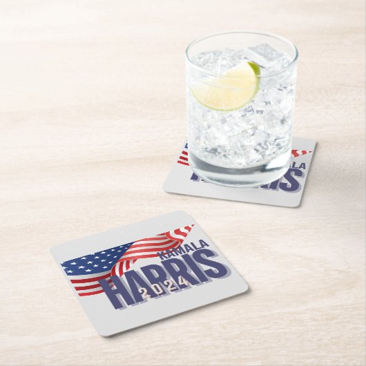 Dessous-de-verre Carré En Papier Vote Harris Election 2024 (En situation)