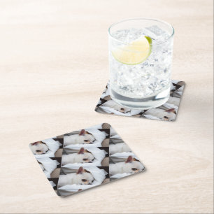 Dessous-de-verre Carré En Papier Votre chiot chien de compagnie photo personnalisée