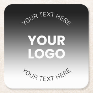 Dessous-de-verre Carré En Papier Votre logo Dégradé noir et blanc moderne éditabl