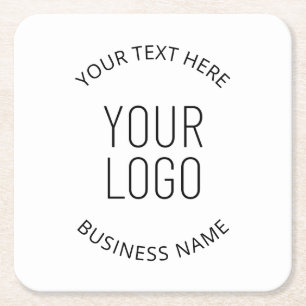Dessous-de-verre Carré En Papier Votre logo d'entreprise et message personnalisable