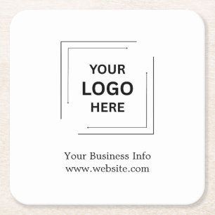 Dessous-de-verre Carré En Papier Votre Logo Entreprise Corporate Moderne Minimali