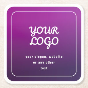 Dessous-de-verre Carré En Papier Votre logo et ombre dégradé violet clair à foncé é