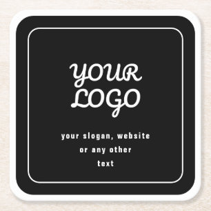 Dessous-de-verre Carré En Papier Votre logo et slogan ou autre texte Noir et blan