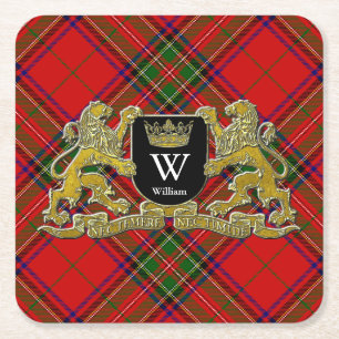 Dessous-de-verre Carré En Papier Votre manteau des bras monogramme et tartan