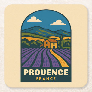 Dessous-de-verre Carré En Papier Voyage Rétro Vintage Provence France Paysage