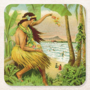 Dessous-de-verre Carré En Papier Voyage vintage en Hawaï