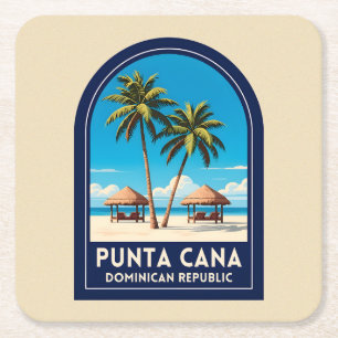 Dessous-de-verre Carré En Papier Voyage Vintage Punta Cana République dominicaine R