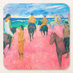 Dessous-de-verre Carré En Papier Voyageurs sur la plage, Gauguin