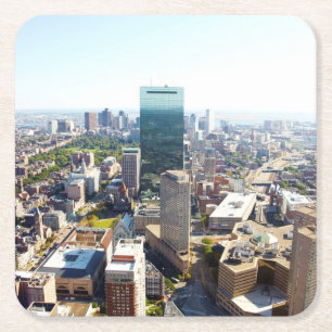 Dessous-de-verre Carré En Papier Vue aérienne de Boston 2