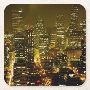 Dessous-de-verre Carré En Papier Vue de ville de Seattle