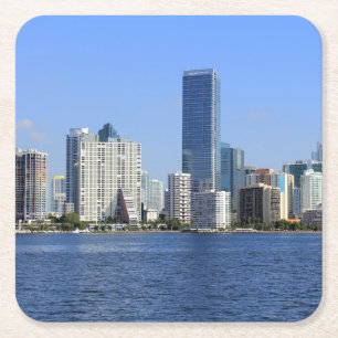 Dessous-de-verre Carré En Papier Vue d'horizon de Miami