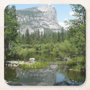 Dessous-de-verre Carré En Papier Vue du lac Miroir dans le parc national de Yosemit