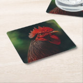 Dessous-de-verre Carré En Papier Vue rapprochée d'un coq (Incliné)
