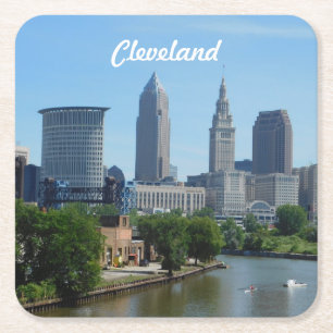 Dessous-de-verre Carré En Papier Vue sur le fleuve Cleveland