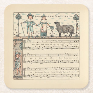 Dessous-de-verre Carré En Papier Walter Crane Baa Baa Mouton Noir Comptine