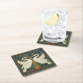 Dessous-de-verre Carré En Papier Walter Crane Swan (En situation)