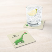 Dessous-de-verre Carré En Papier Walter le Dinosaur (En situation)