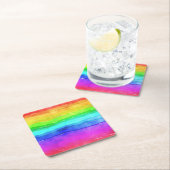 Dessous-de-verre Carré En Papier Watercolor Rainbow Stripes (En situation)