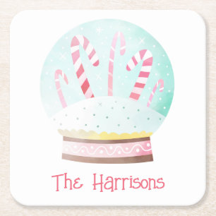 Dessous-de-verre Carré En Papier Watercolor Snow Globe Dessous de verre de papier d