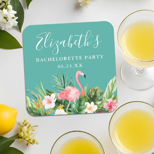 Dessous-de-verre Carré En Papier Watercolor Tropical Floral Bachelorette Party