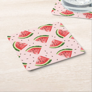 Dessous-de-verre Carré En Papier Watercolor Watermelon Motif de fruits