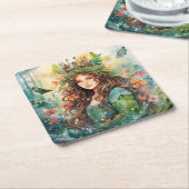 Dessous-de-verre Carré En Papier Watercolour Forest Princess (Incliné)