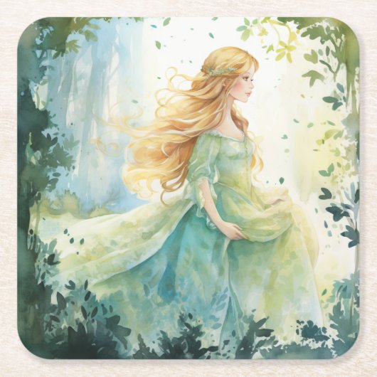 Dessous-de-verre Carré En Papier Watercolour Forest Princess (Devant)
