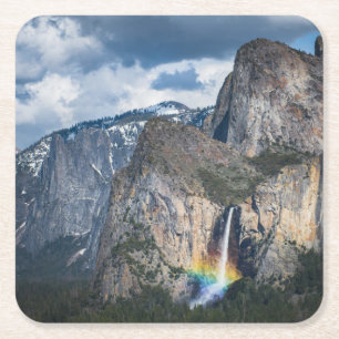 Dessous-de-verre Carré En Papier Waterfalls   Bridal Veil Falls Yosemite California