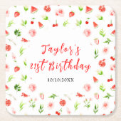 Dessous-de-verre Carré En Papier Watermelon and Pomegranate Birthday (Devant)