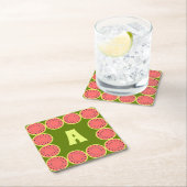 Dessous-de-verre Carré En Papier Watermelon rose Multi Monogramme (En situation)