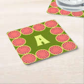 Dessous-de-verre Carré En Papier Watermelon rose Multi Monogramme (Incliné)