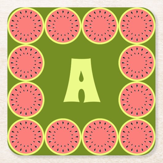 Dessous-de-verre Carré En Papier Watermelon rose Multi Monogramme (Devant)