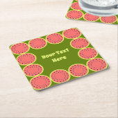 Dessous-de-verre Carré En Papier Watermelon rose multi-texte (Incliné)