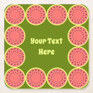 Dessous-de-verre Carré En Papier Watermelon rose multi-texte