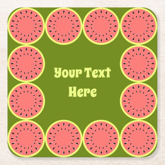 Dessous-de-verre Carré En Papier Watermelon rose multi-texte (Devant)