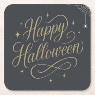 Dessous-de-verre Carré En Papier web d'halloween heureux