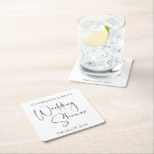 Dessous-de-verre Carré En Papier Wedding shower de script moderne (En situation)