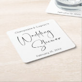 Dessous-de-verre Carré En Papier Wedding shower de script moderne (Incliné)
