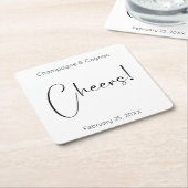 Dessous-de-verre Carré En Papier Wedding shower de script moderne (Incliné)