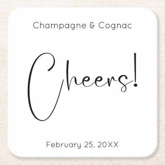 Dessous-de-verre Carré En Papier Wedding shower de script moderne (Devant)