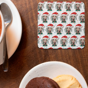 Dessous-de-verre Carré En Papier Weimaraner Chien race Étoiles de Noël