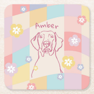 Dessous-de-verre Carré En Papier Weimaraner élégant Chien simple