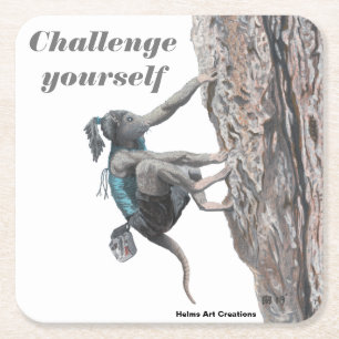 Dessous-de-verre Carré En Papier Wererat Girl Rock Escalade Challenge Dessous de ve
